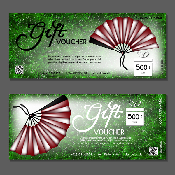 Folding fan with gift vouchers vector 01