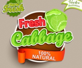 Fresh cabbage labels vector