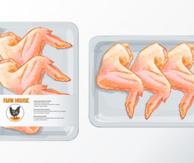 Fresh chicken wings meat poster vector 01