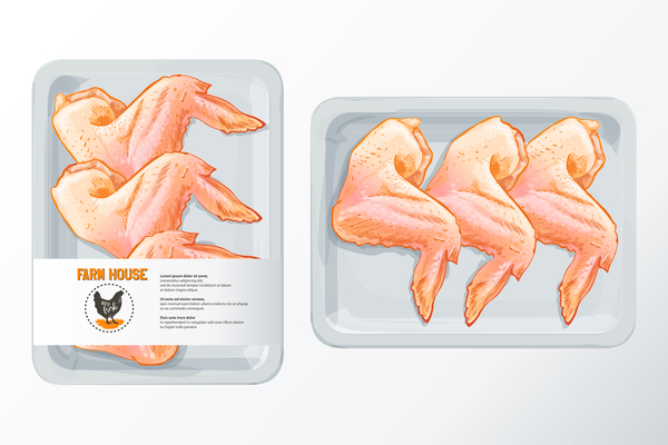 Fresh chicken wings meat poster vector 01