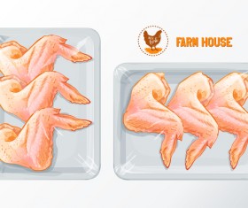 Fresh chicken wings meat poster vector 02