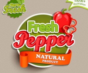 Fresh pepper nature product labels vector 01