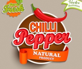 Fresh pepper nature product labels vector 02