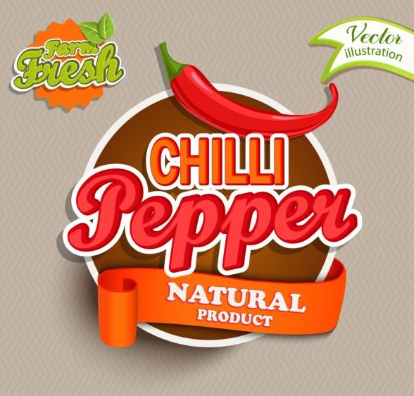Fresh pepper nature product labels vector 02