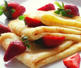 Fresh strawberries and cakes Stock Photo