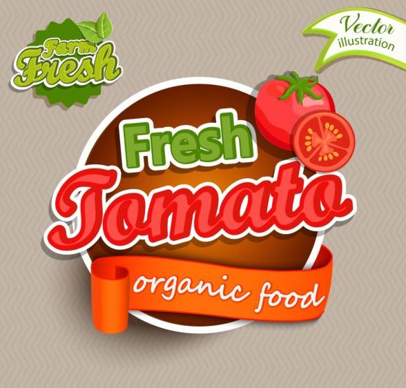 Fresh tomato nature product labels vector
