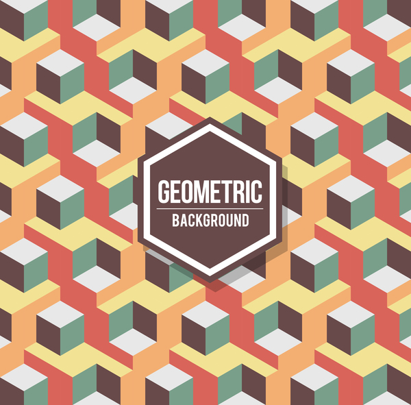 Geometric pattern with retro background vector 07