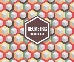 Geometric pattern with retro background vector 08