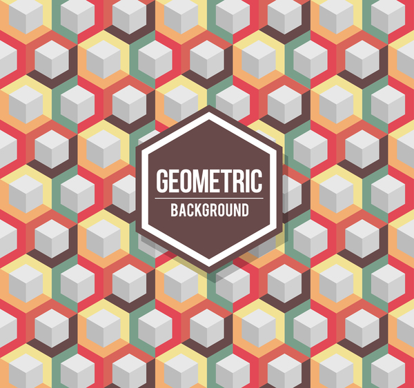 Geometric pattern with retro background vector 08