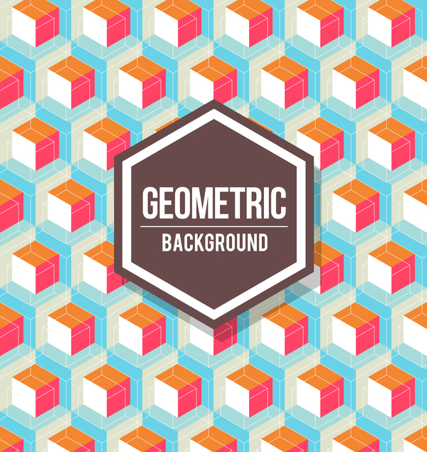 Geometric pattern with retro background vector 11
