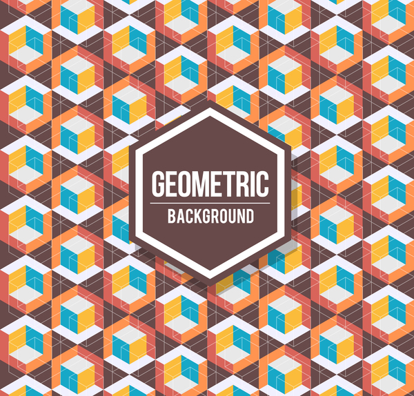 Geometric pattern with retro background vector 13