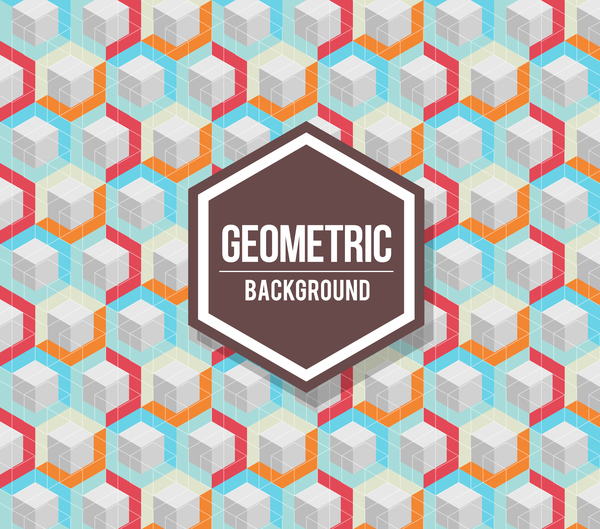 Geometric pattern with retro background vector 14