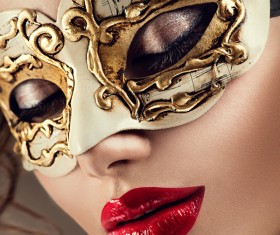 Girl int and mask Stock Photo 01