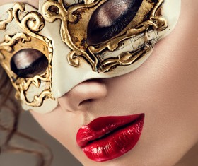 Girl int and mask Stock Photo 03