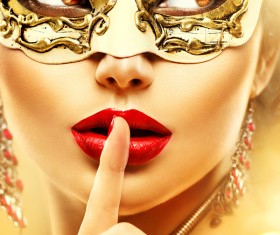 Girl int and mask Stock Photo 06