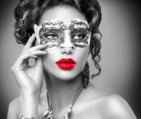 Girl int and mask Stock Photo 09