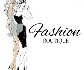 Girl with fashion boutique illustration vector 04