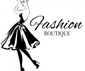 Girl with fashion boutique illustration vector 05