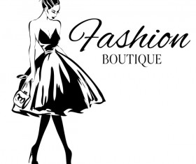 Girl with fashion boutique illustration vector 06