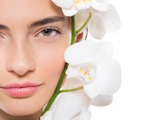Girl's face with white lotus HD picture