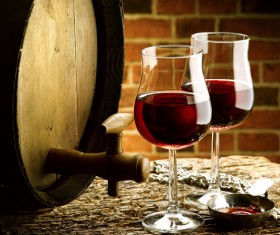 Glasses of wine and delicious grapes Stock Photo 06