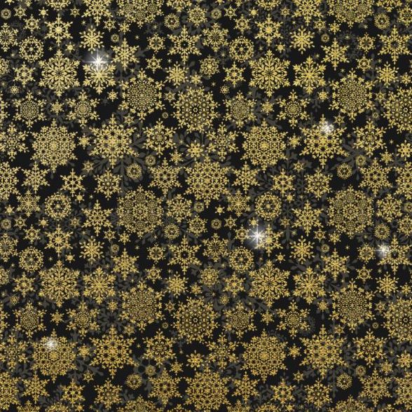 Gold snowflakes seamless pattern with dark backgrounds vector 02
