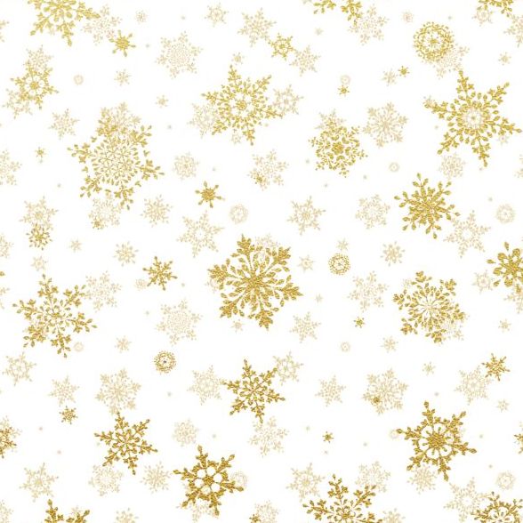 Gold snowflakes seamless pattern with white backgrounds vector 01
