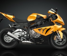 Golden motorcycle Stock Photo