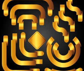 Golden ribbon banners set vector 02