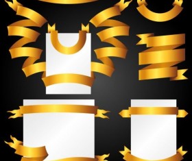 Golden ribbon with blank paper vector