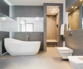 Gray-tone bathroom design Stock Photo