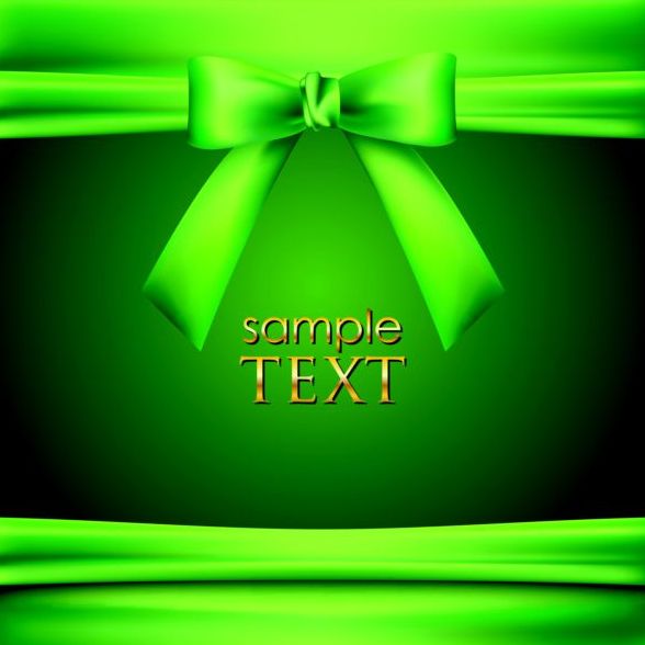 Green background with green bow vector material 02