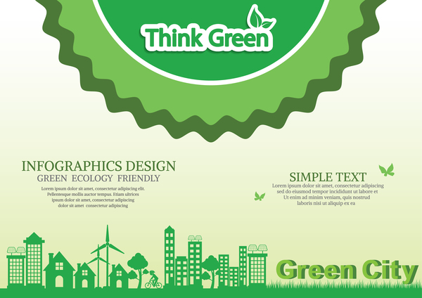 Green ecology friendly infographic design vector 03