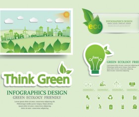 Green ecology friendly infographic design vector 04