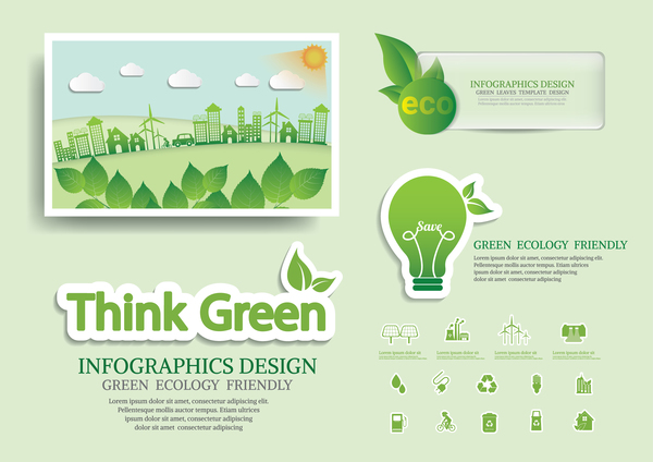 Green ecology friendly infographic design vector 04
