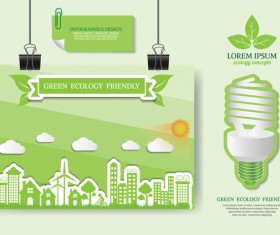 Green ecology friendly infographic design vector 07