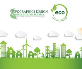 Green ecology friendly infographic design vector 08