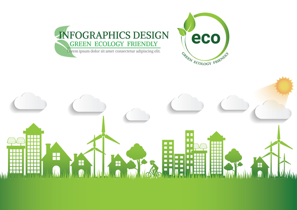 Green ecology friendly infographic design vector 08