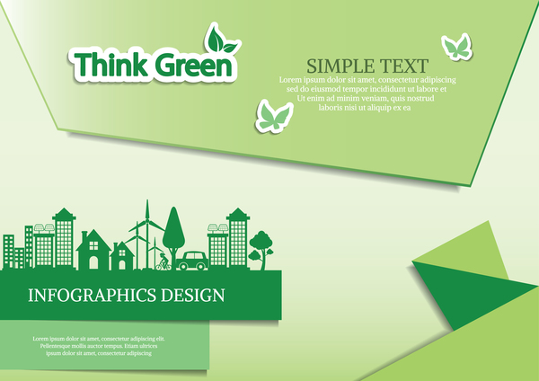 Green ecology friendly infographic design vector 11