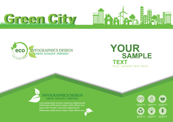 Green ecology friendly infographic design vector 13