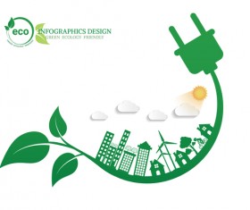 Green ecology friendly infographic design vector 14