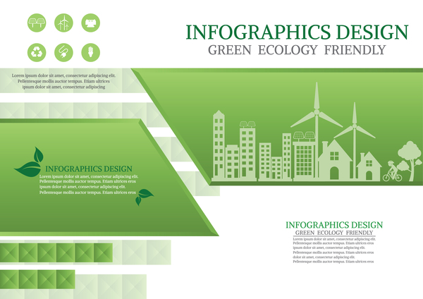Green ecology friendly infographic design vector 15