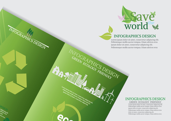 Green ecology friendly infographic design vector 16