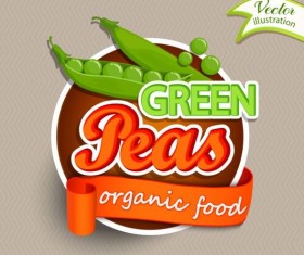 Green peas labels vector