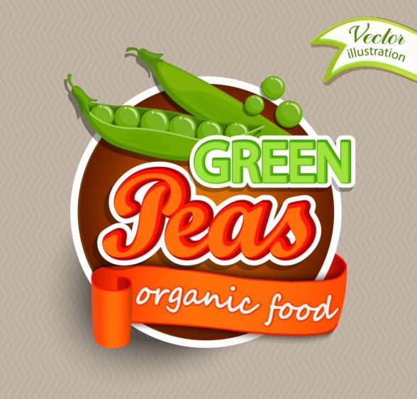 Green peas labels vector