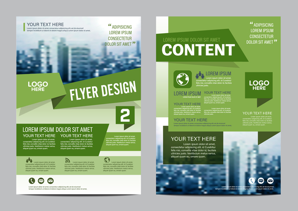 Green styles book and brochure cover vector 02