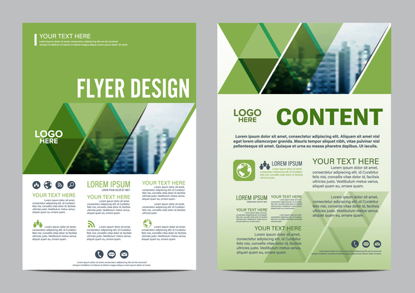 Green styles book and brochure cover vector 03