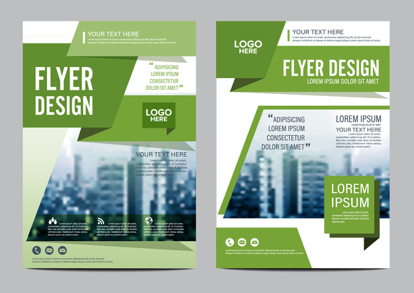 Green styles book and brochure cover vector 04