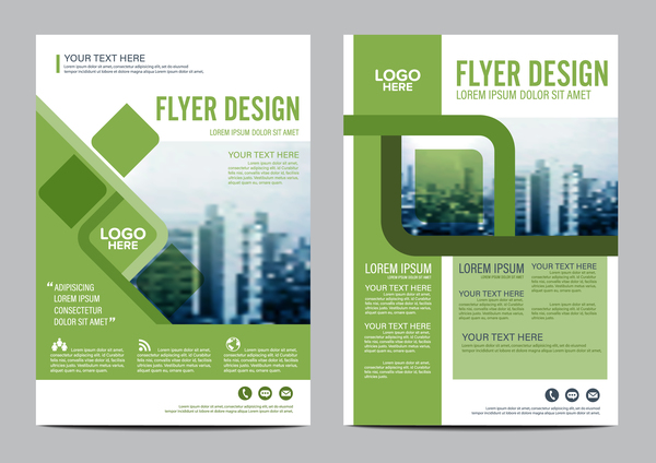 Green styles book and brochure cover vector 05