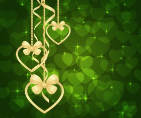 Green valentine background heart decorative vector 01